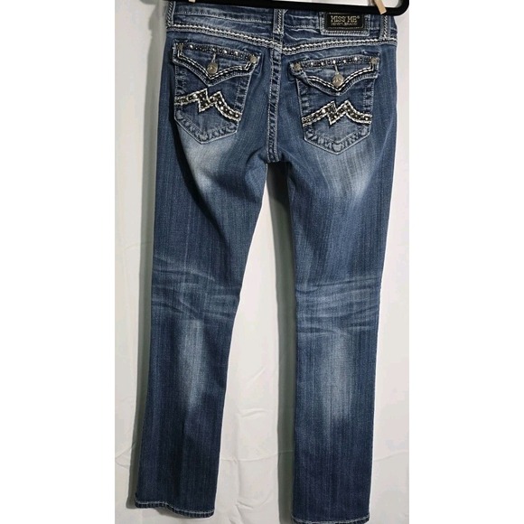 Miss Me Denim - Miss Me Jeans Mid Rise Easy Boot Size 28 Embellished Flap Pockets See Desc